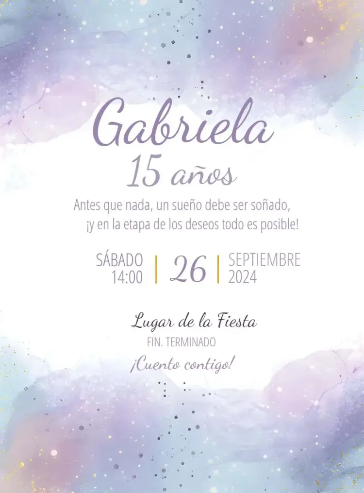 Invitación 15 Purpurina Morada