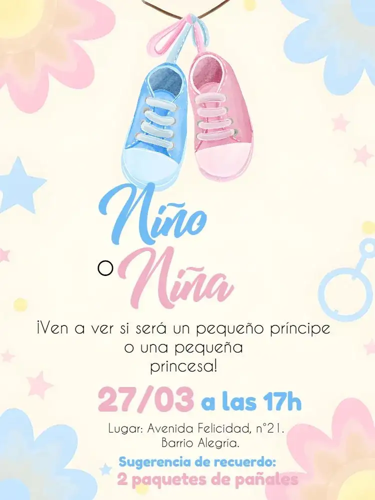 Chá de Revelación Zapatos Nube