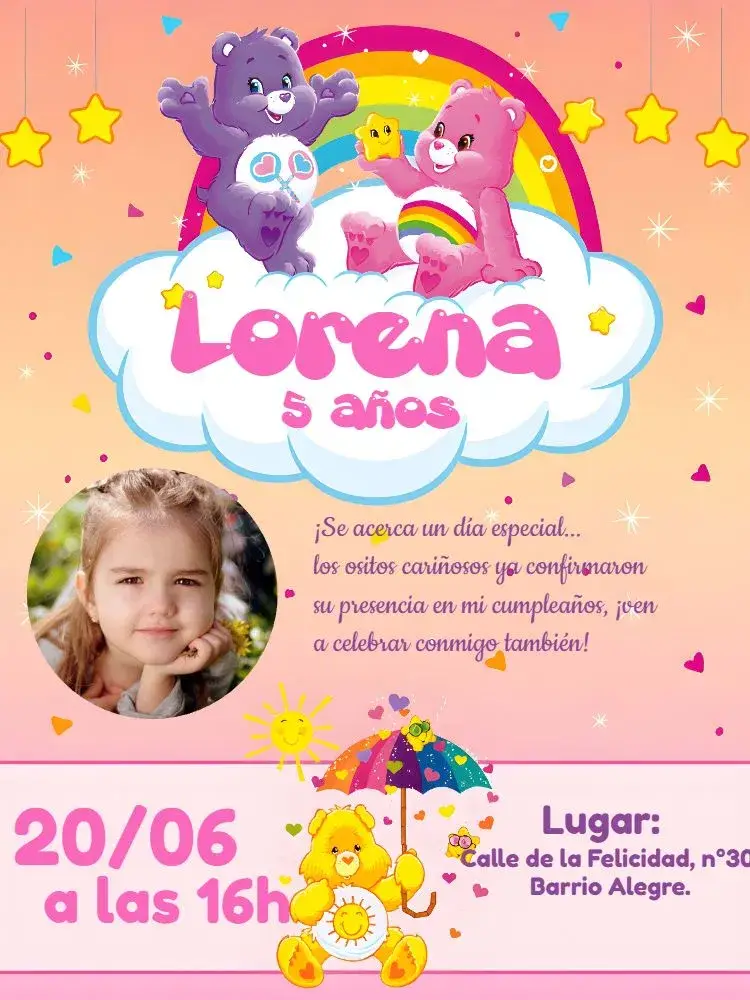 Invitación Os Ositos Cariñosos Con Foto Arco