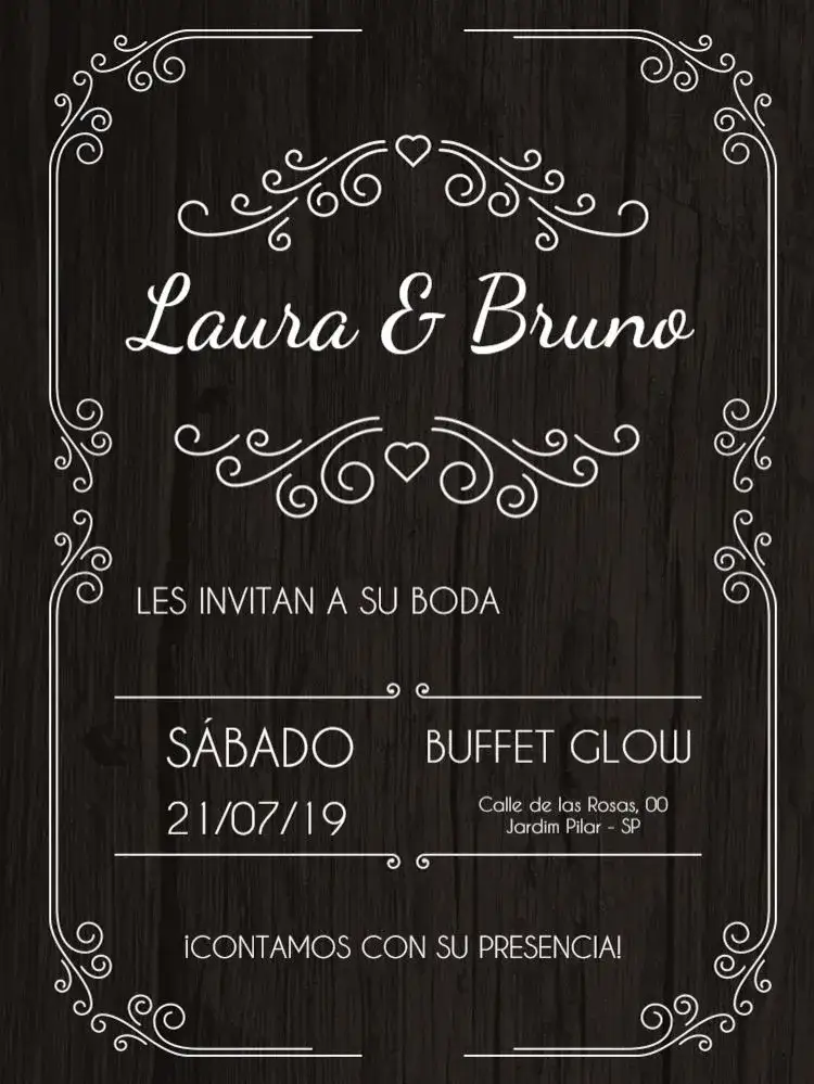 Invitación Casamiento Rústico Personalizado – tema Boda madera, elegante, vintage, árabe, delicado