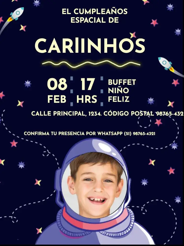 Invitación Espacio Infantil Morado