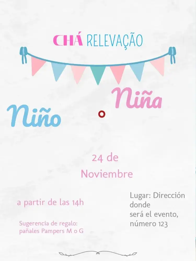Baby Shower Revelación Banderines Infantil