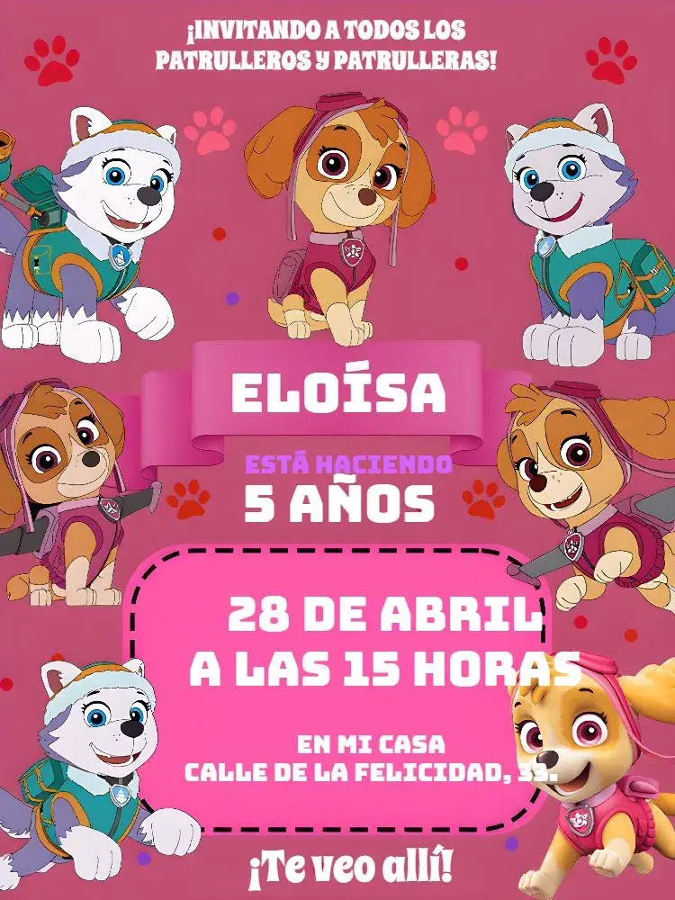 Invitación Patrulla Canina Rojo