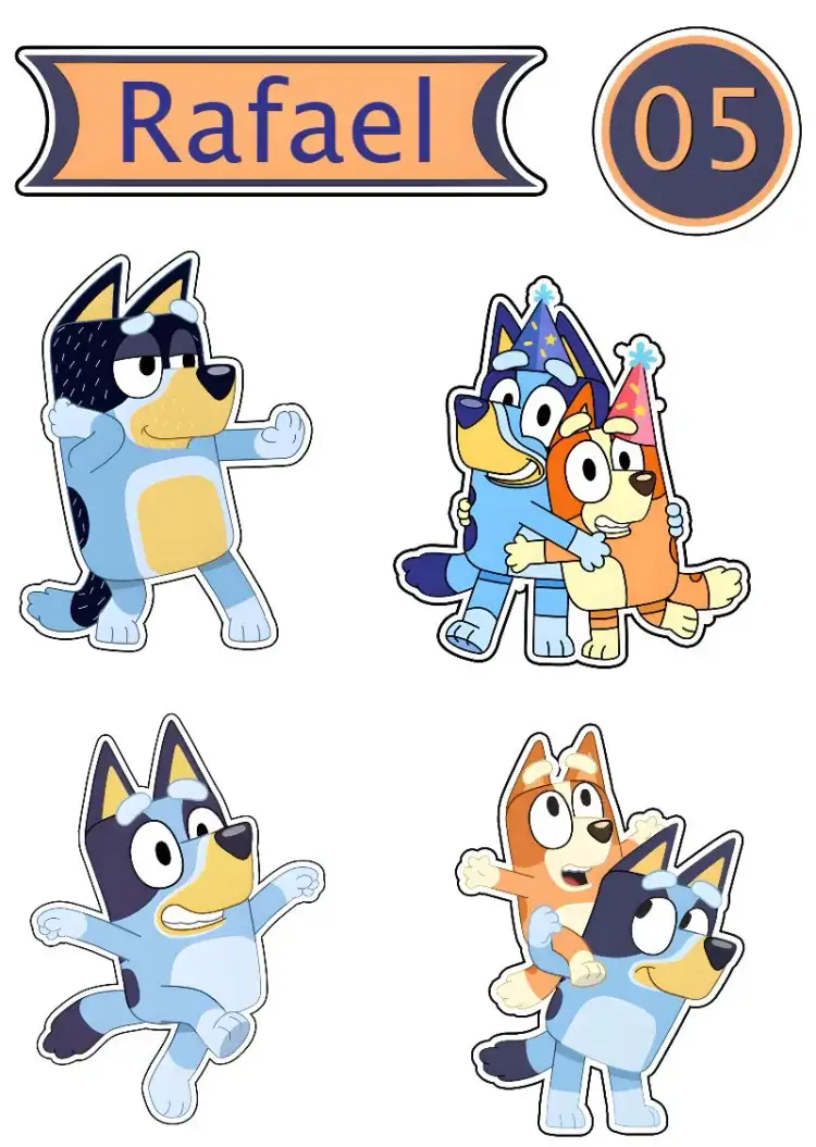 Invitación Topod Y Pastel Bluey Bingo Perrito – tema Más buscados divertido, colorido, infantil, temático, ilustraciones animadas
