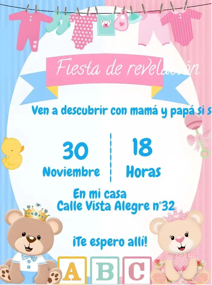 Invitación Baby Shower Ositos Realeza Niño