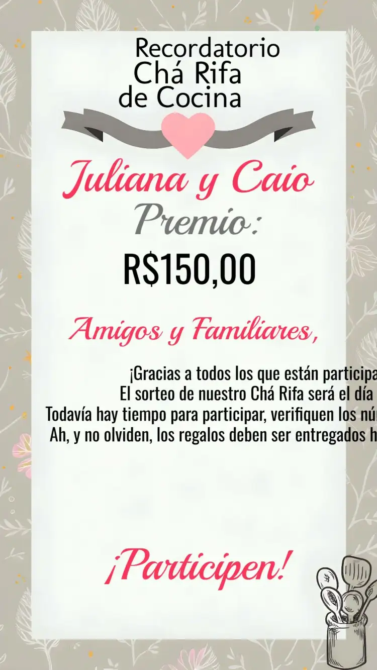 Invitación Recordatorio De Rifa de Té Cocina Floral Blanco – tema Despedida de Soltera floral, modernidad, elegante, minimalista, colores suaves
