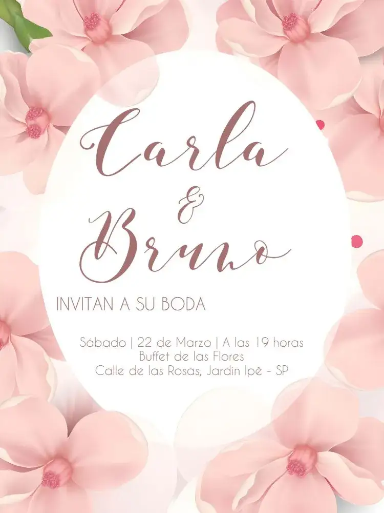 Invitación Boda Floral Rosa – tema Boda floral, rosa, delicado, moderno, elegante, romántico