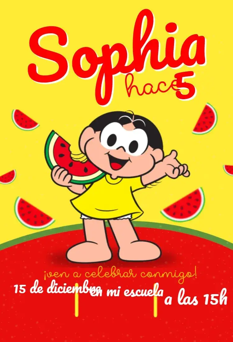 Invitación Magali de la Turma da Mônica editable y personalizable