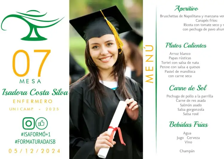 Menú Triángulo Graduación Enfermería Con Foto Profesión