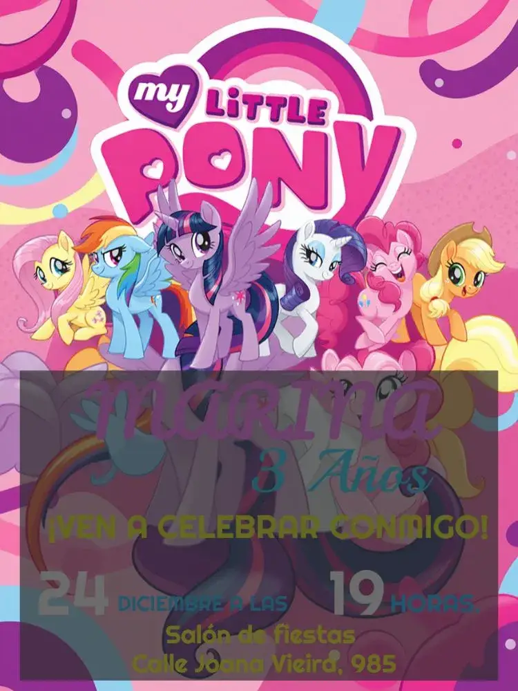 Invitación Mi Pequeño Pony Rosa