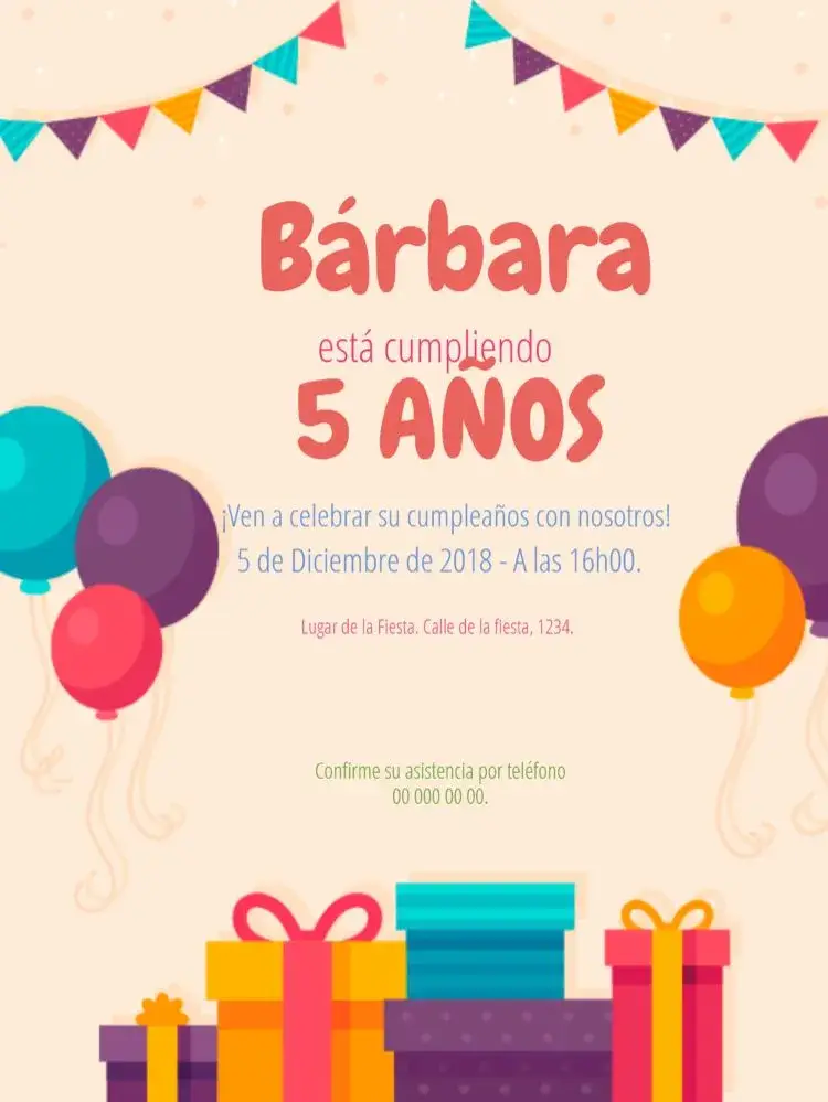 Invitación Globos Y Banderines Digital