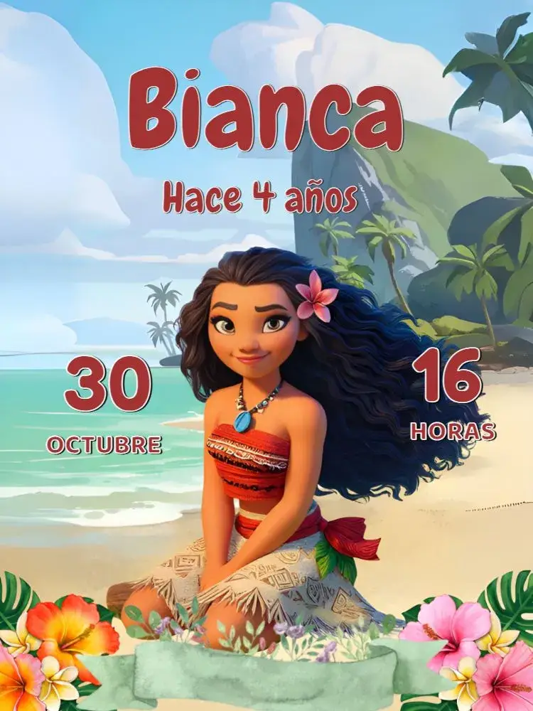 Invitación Moana Rojo