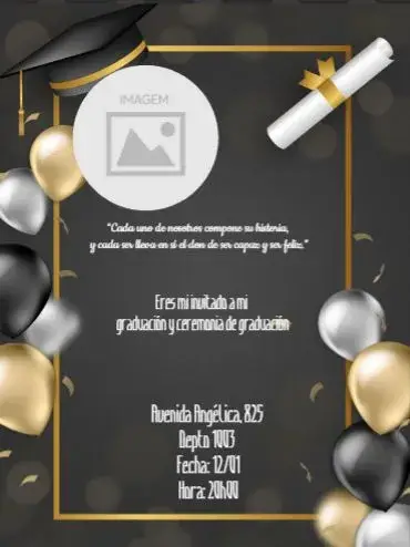 Invitación Graduación con Foto Dorado