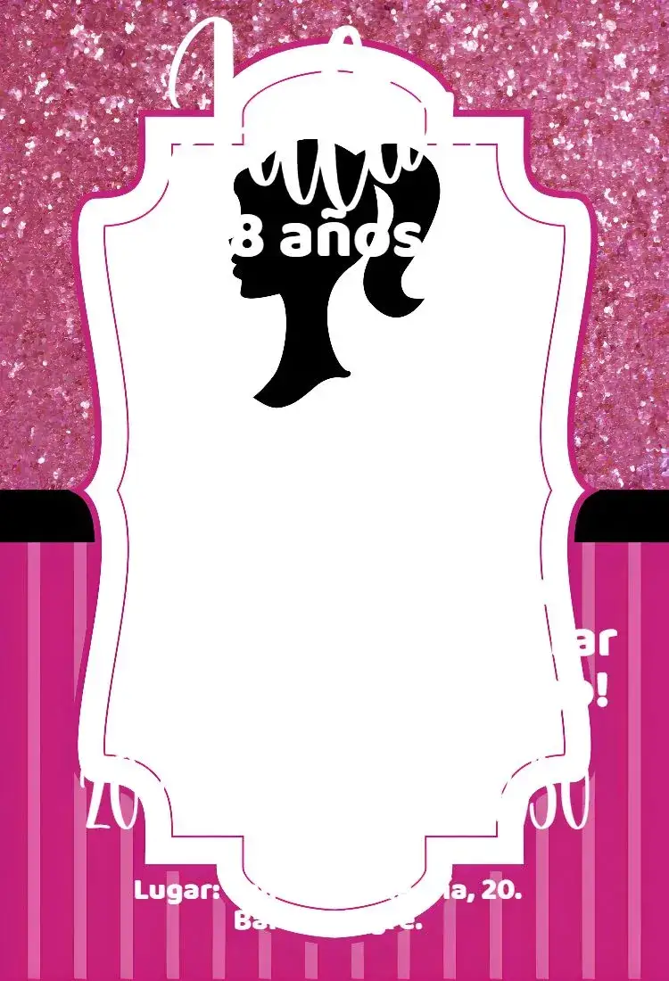 Invitación cumpleaños Barbie – tema Cumpleaños Infantil rosa, brillante, femenino, divertido, colorido
