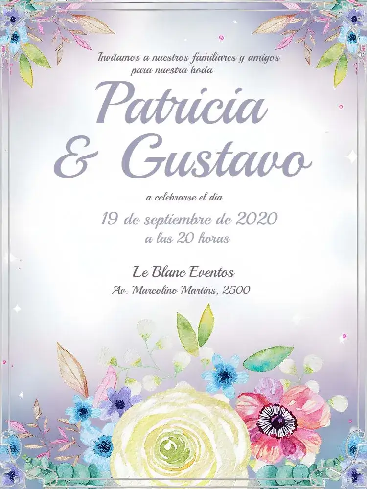Invitación Boda Floral Acuarela Aquaarela – tema Boda floral, acuarela, romántico, delicado, naturaleza, elegante