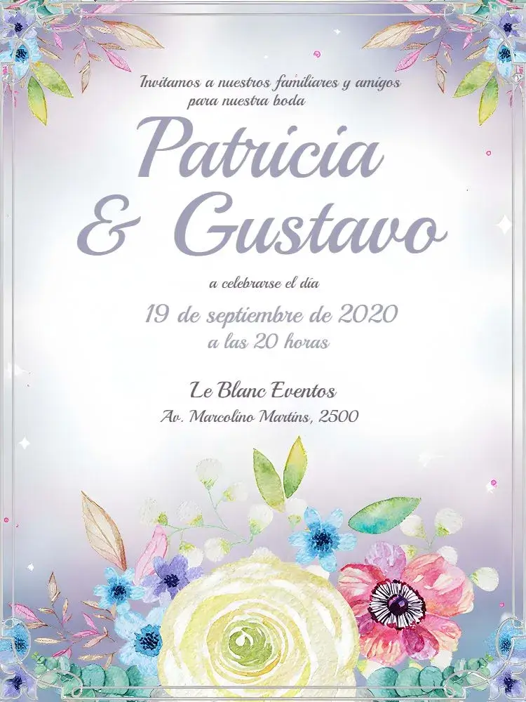 Invitación Boda Floral Acuarela Aquaarela