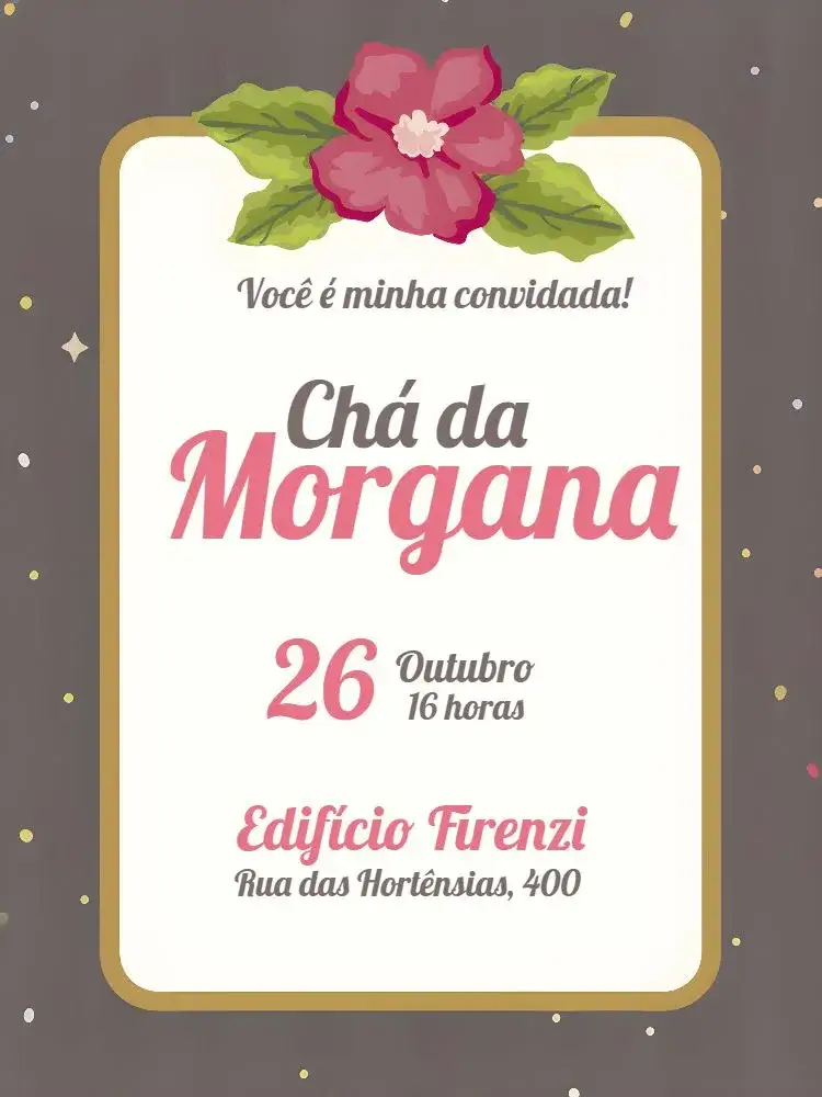 Invitación Modelo De Té de la Casa de las Flores – tema Despedida de Soltera floral, delicado, romántico, rosa, moderno
