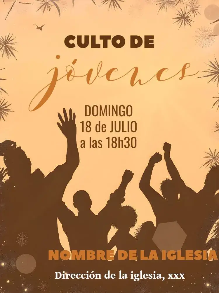 Invitación Folleto Para Culto De Jóvenes Arte – tema Más buscados moderno, vibrante, jovial, minimalista, evangélico