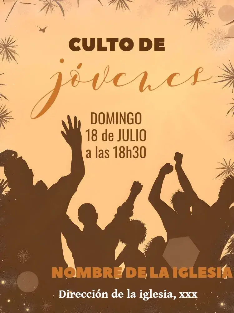Invitación Folleto Para Culto De Jóvenes Arte