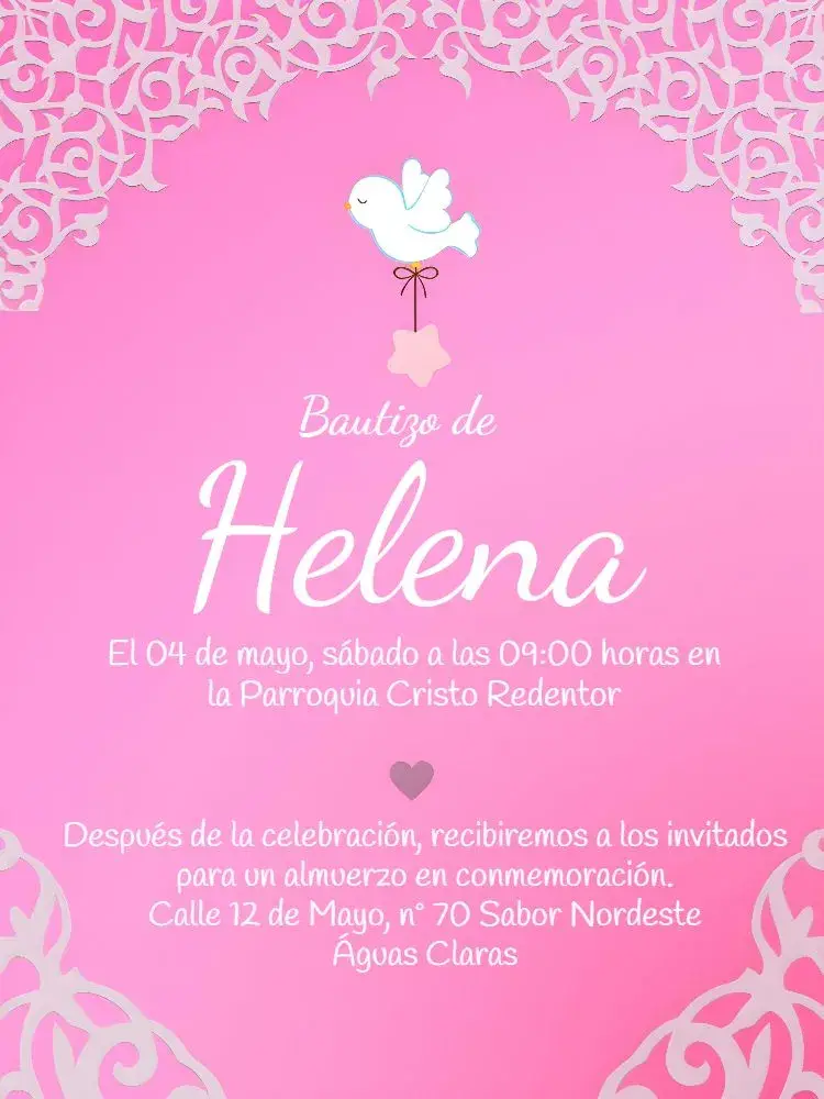 Invitación Bautizo Rosa