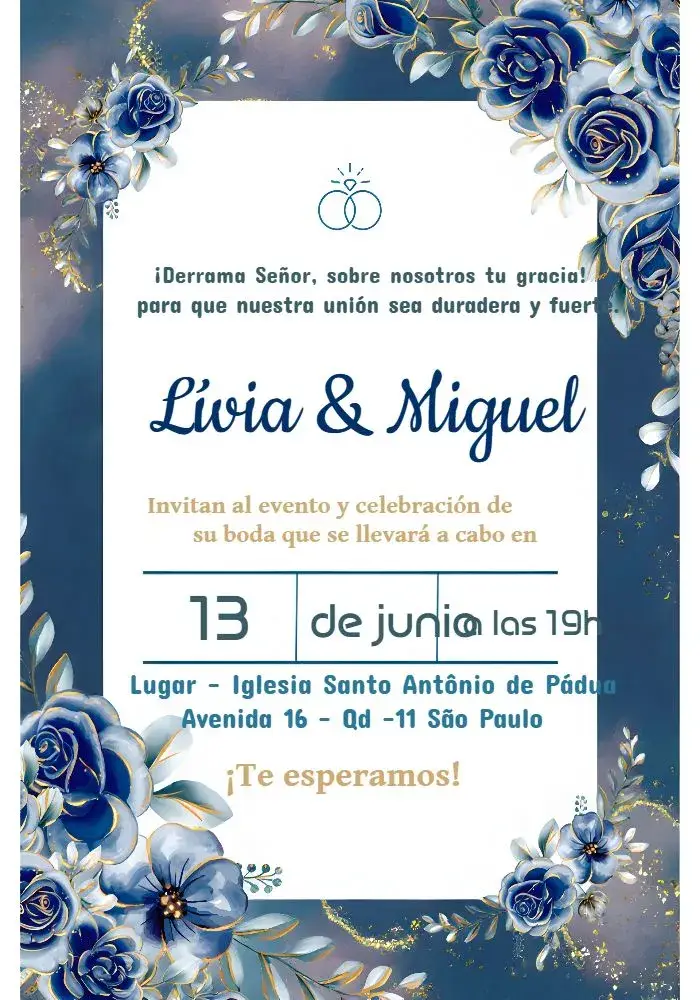 Invitación Boda Floral Novios editable y personalizable