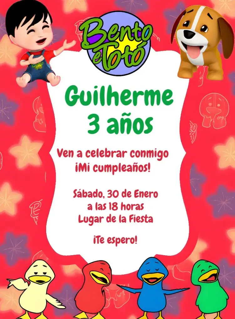 Invitación Bento Y Totó Patitos
