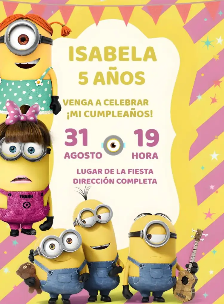 Invitación Minions Malvado – tema Más buscados divertido, colorido, temático, infantil, vibrante