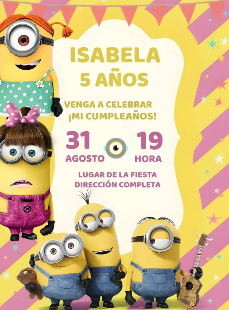 Invitación Minions Malvado editable y personalizable