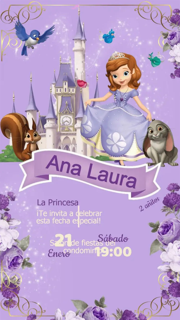 Invitación Cumpleaños Princesita Sofía