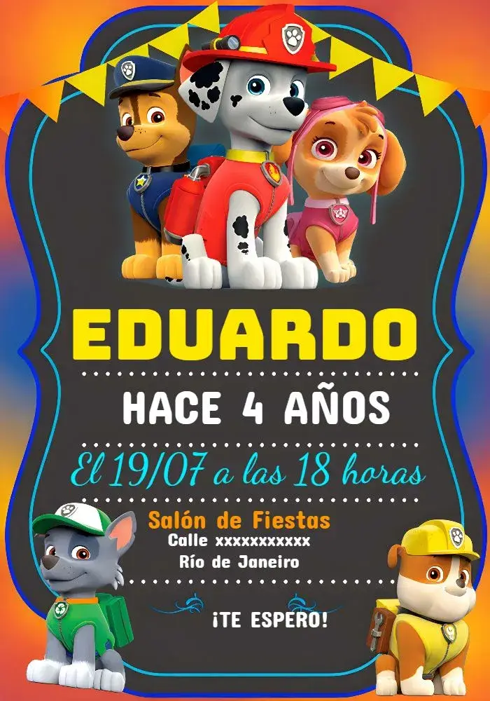 Invitación Patrulla Canina Infantil
