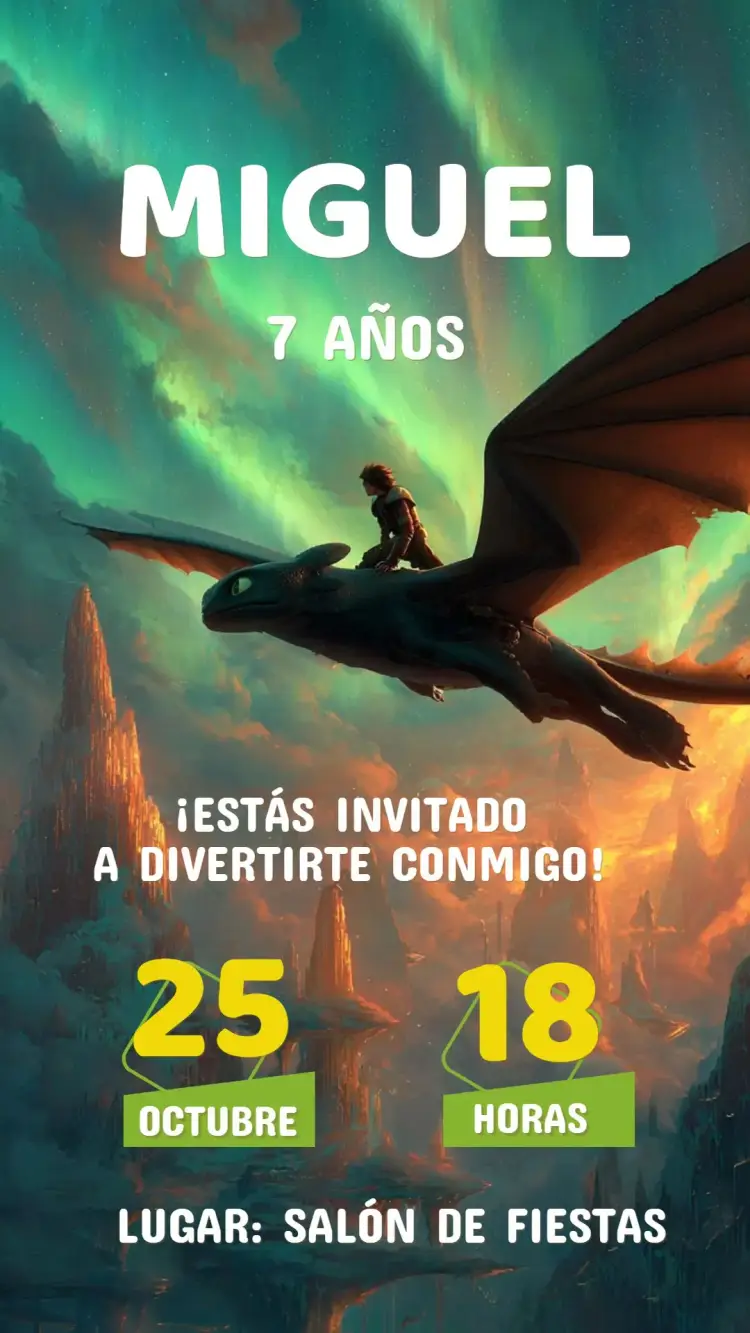 Invitación Cumpleaños Cómo entrenar a tu dragón
