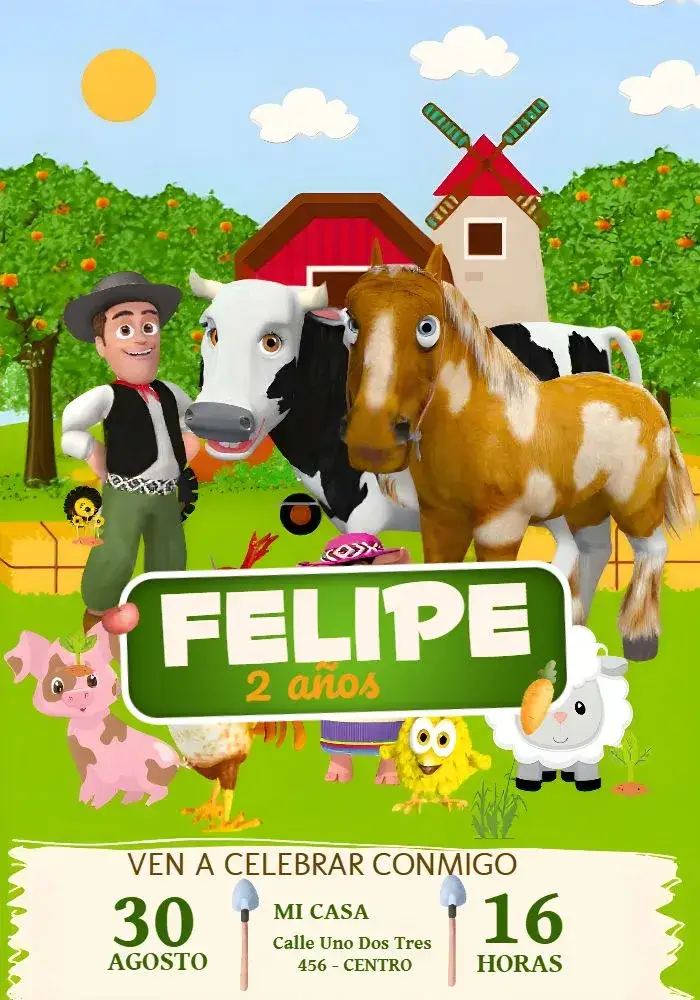 Invitación La Granja De Zenón Colorida – tema Más buscados colorido, granja, animales, divertido, infantil