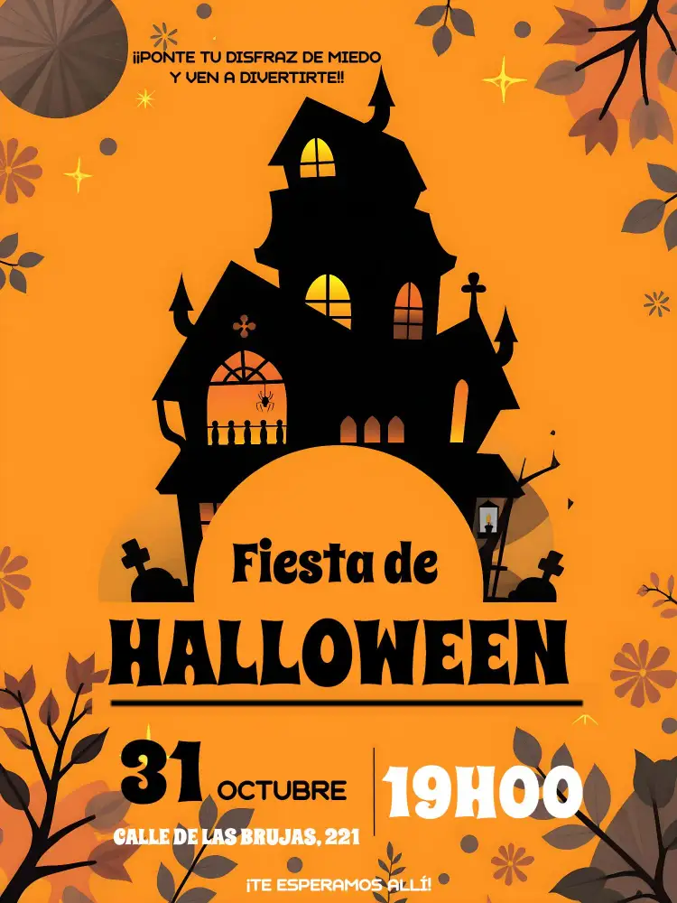 Invitación Fiesta De Halloween Fantasma – tema Fechas Conmemorativas aterrador, divertido, colorido, temático, fantasioso, noir