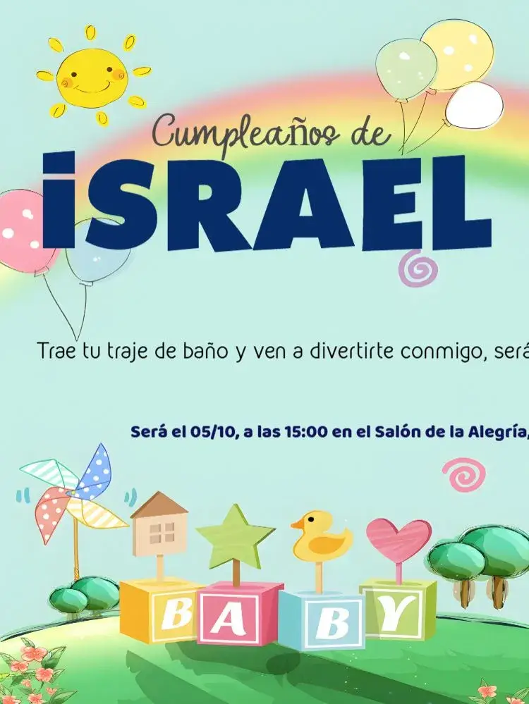 Invitación Arco Iris Infantil Bebé
