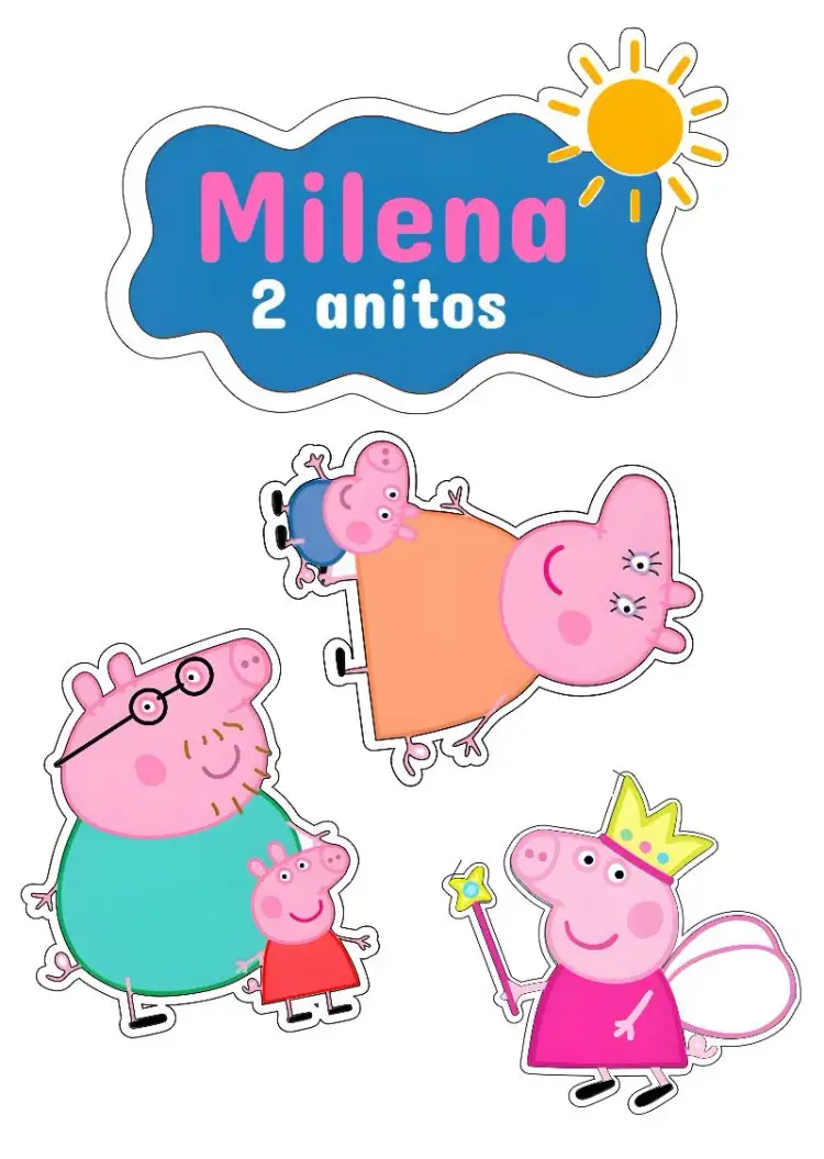 Invitación Topper de Pastel Peppa Pig Infantil