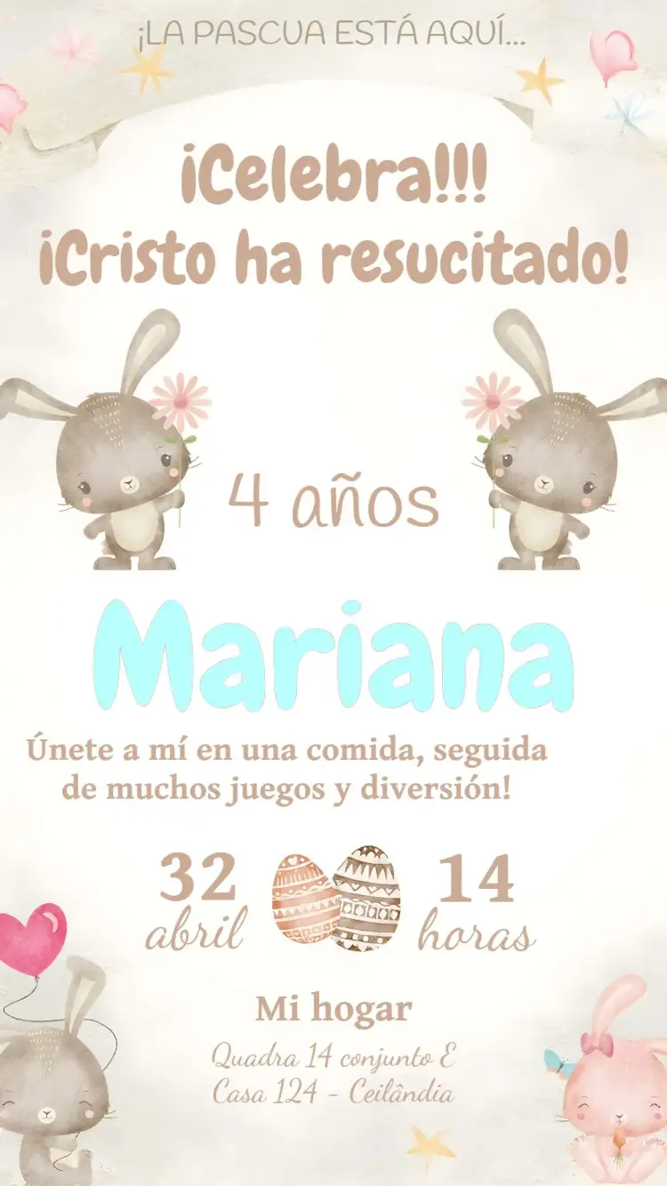 Invitación Pascua Jesús editable y personalizable