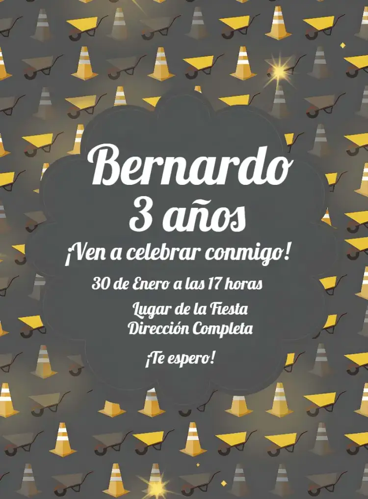 Invitación Construcción Profesiones – tema Té Rifa moderno, vibrante, temático, profesional, colorido