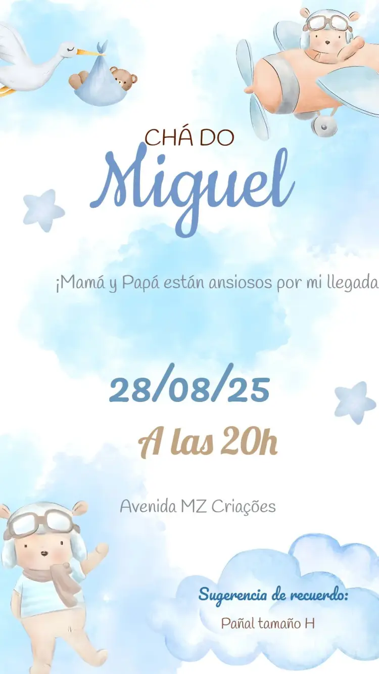 Invitación Baby Shower Aviator Bear Watercolor