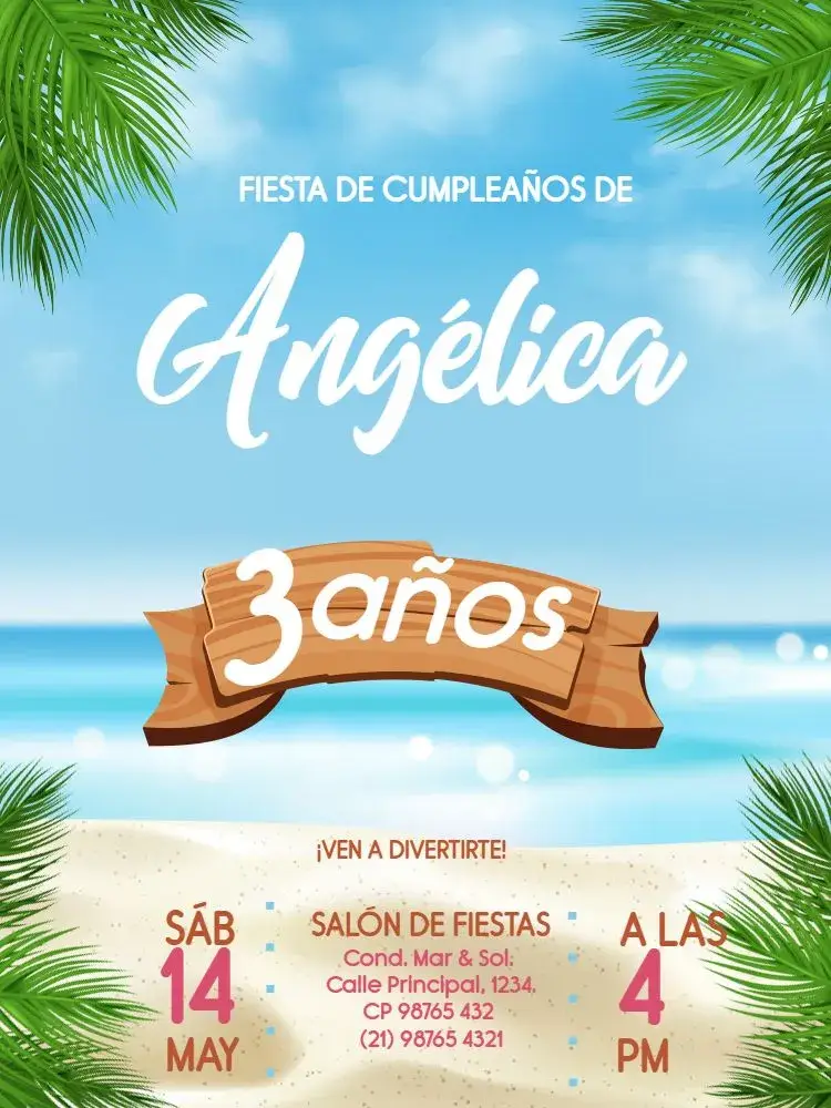 Invitación Baby Playa Femenino
