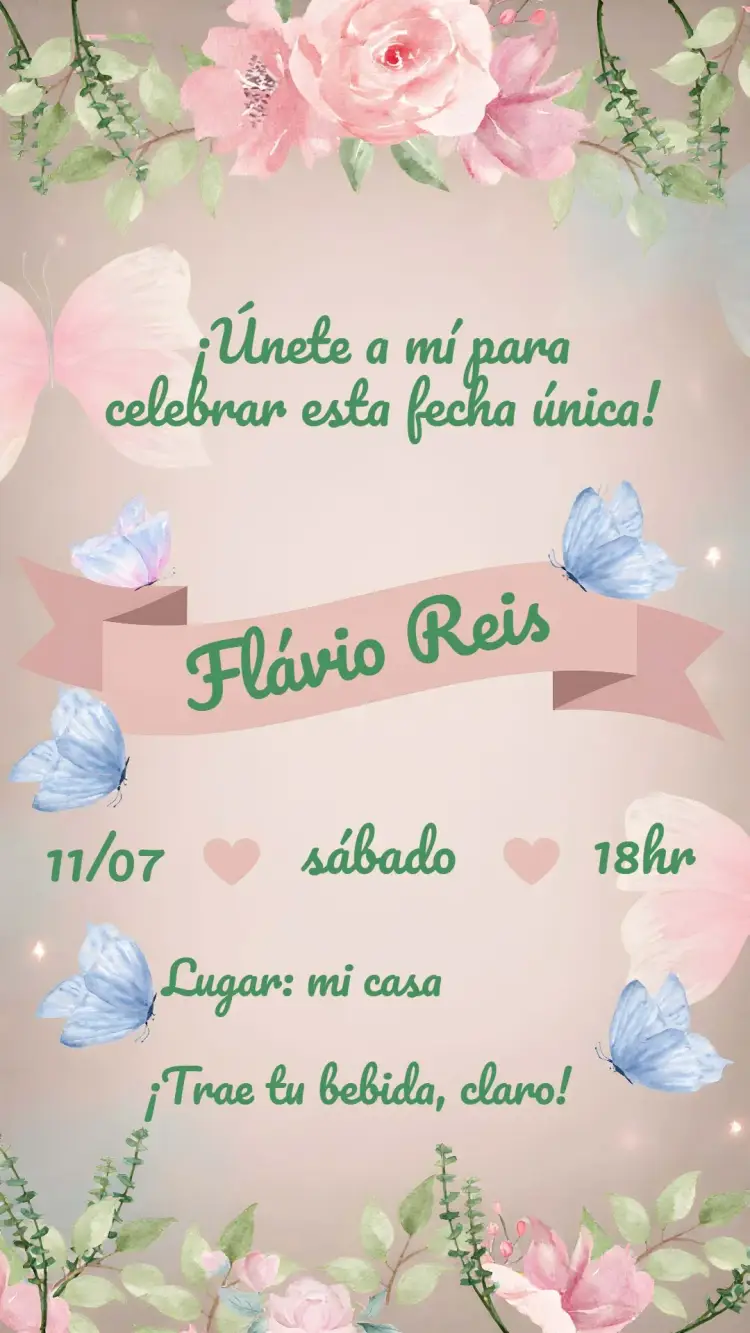 Invitación Azul Floral editable y personalizable