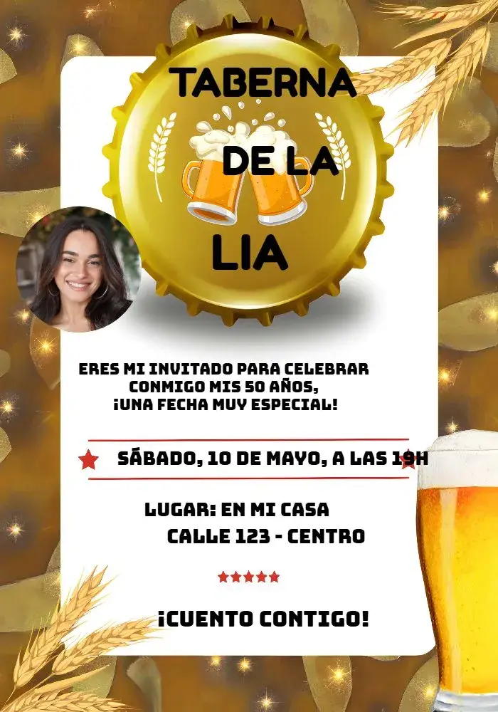 Invitación Boteco Con Foto Cerveza