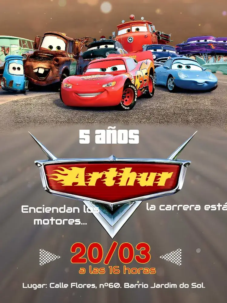 Invitación Cars Disney