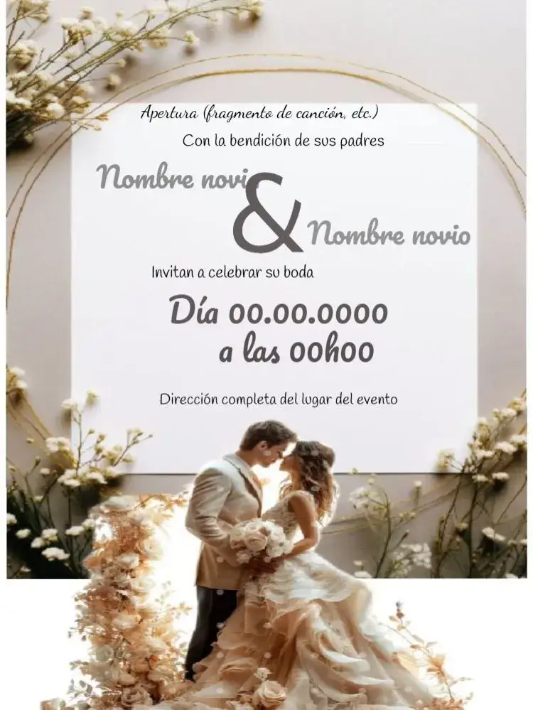Invitación Boda Con Confirmación De Asistencia Celebración – tema Boda floral, vintage, rústico, delicado, beige, jardín