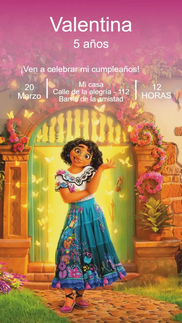 Invitación Invitación Cumpleaños Encanto – tema Cumpleaños Infantil colorido, lúdico, mágico, divertido, encantado