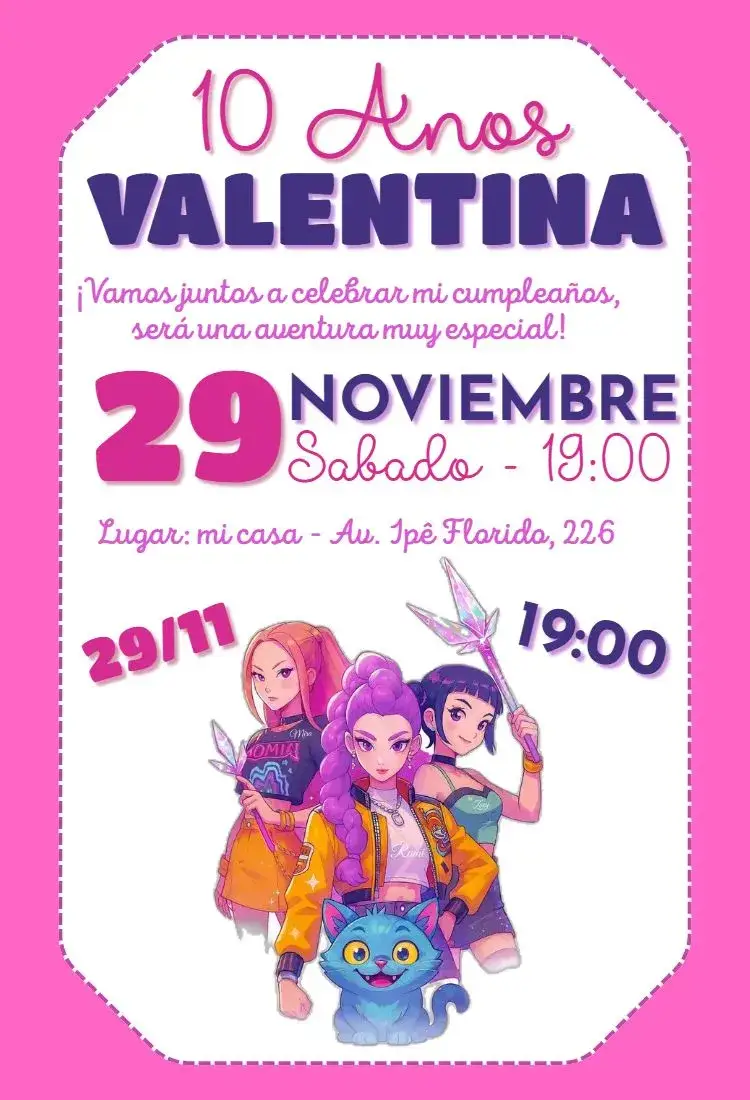 Invitación Guerreras del Kpop Huntr/x