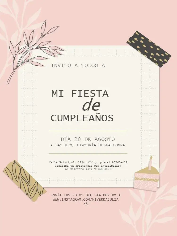 Invitación Para Chica Elegante Femenino