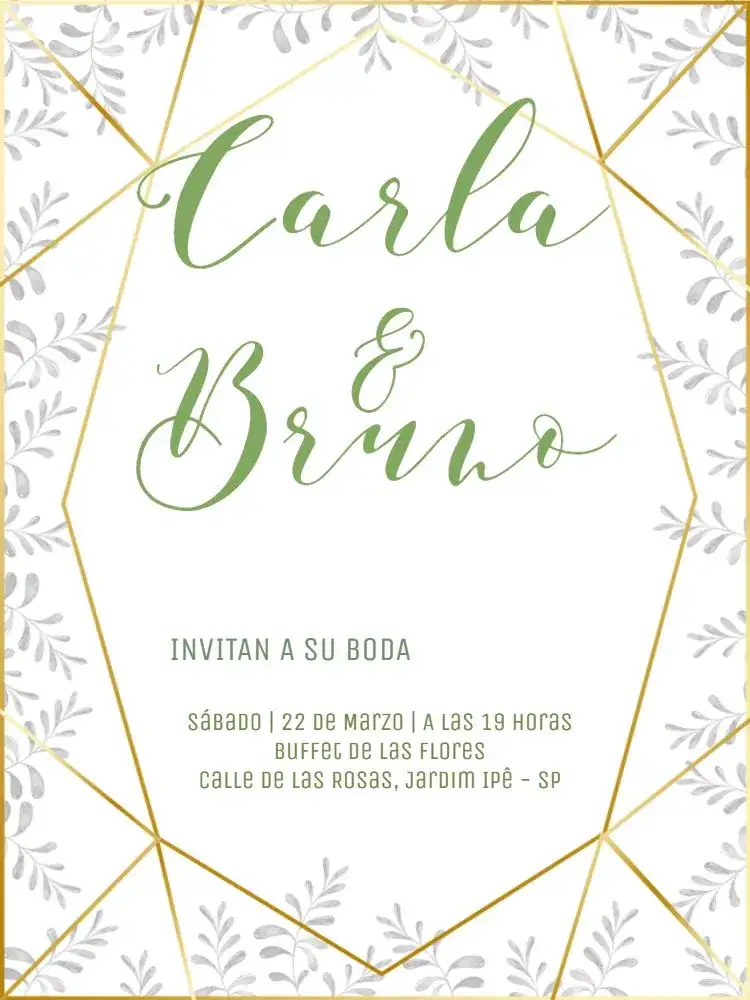Invitación Boda Elegante Dorado – tema Boda elegante, dorado, delicado, moderno, natural, romántico
