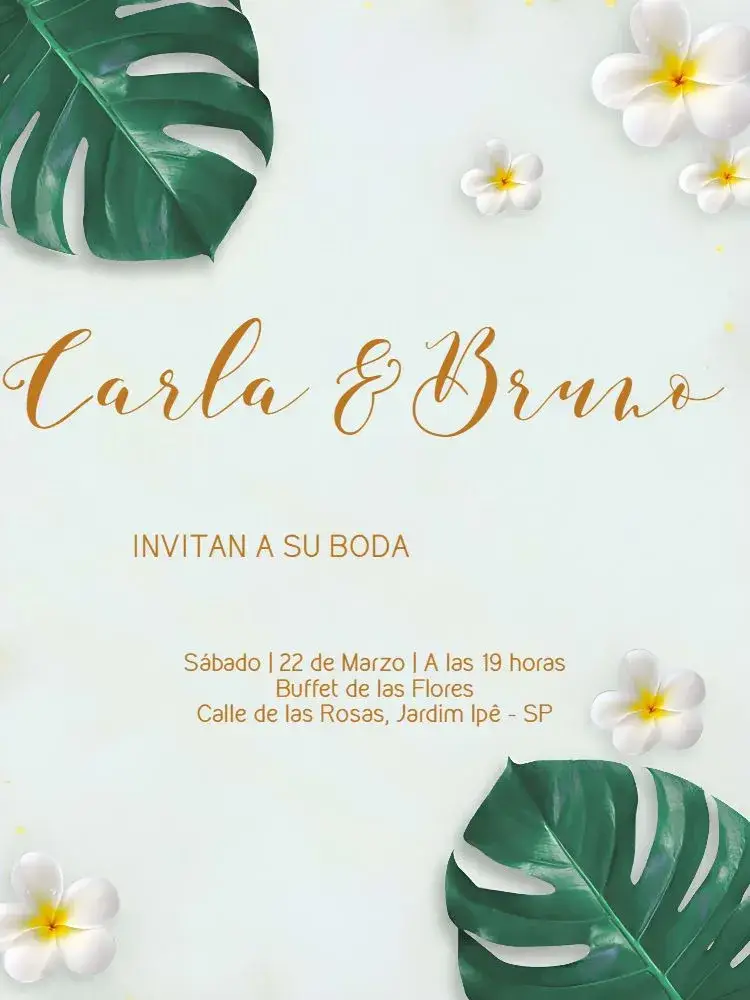 Invitación Boda Follaje Floral