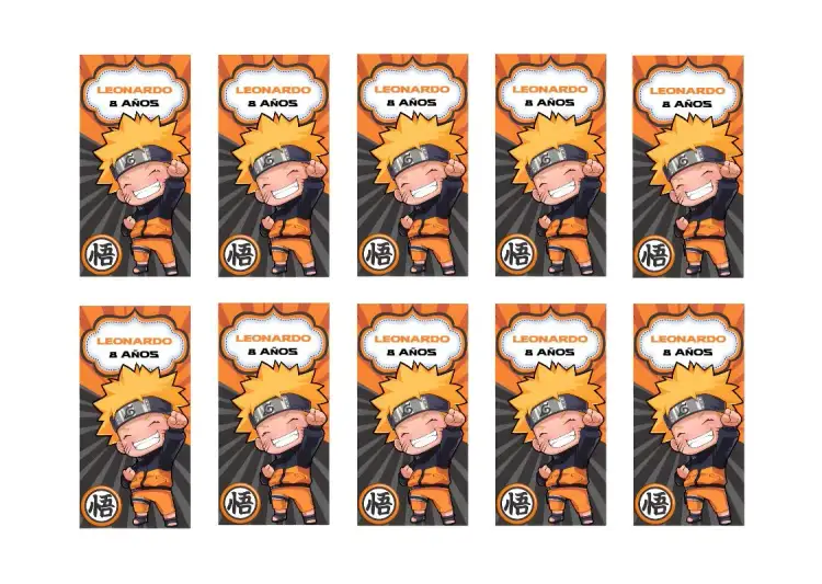 Invitación Etiqueta Digital de Naruto – tema Cumpleaños Infantil naruto, anime, aventura, colores vibrantes, japonés, infantil