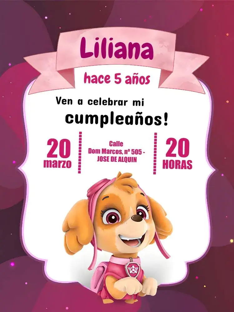 Invitación Patrulla Canina Colorido – tema Cumpleaños Infantil colorido, divertido, infantil, temático, vibrante
